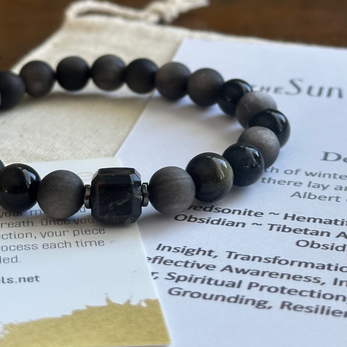 Depth | Arfvedsonite & Obsidian Grounding Bracelet for Strength