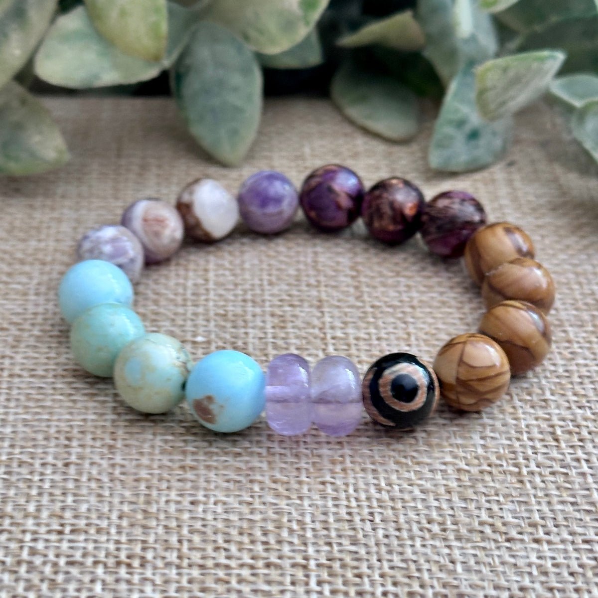 Protection, Peace & Wisdom (Chunky) | 10mm DZI Agate, Amethyst