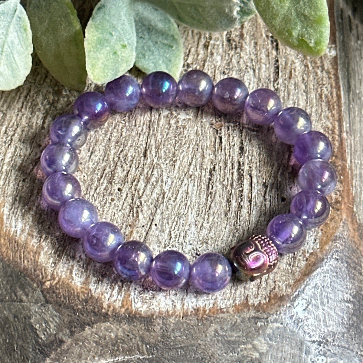Crown Chakra Aura Quartz Purple Bracelet