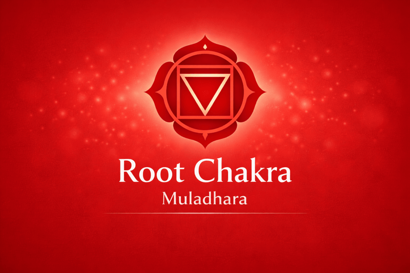 Root Chakra symbol in red representing Muladhara energy center for grounding stability and safety