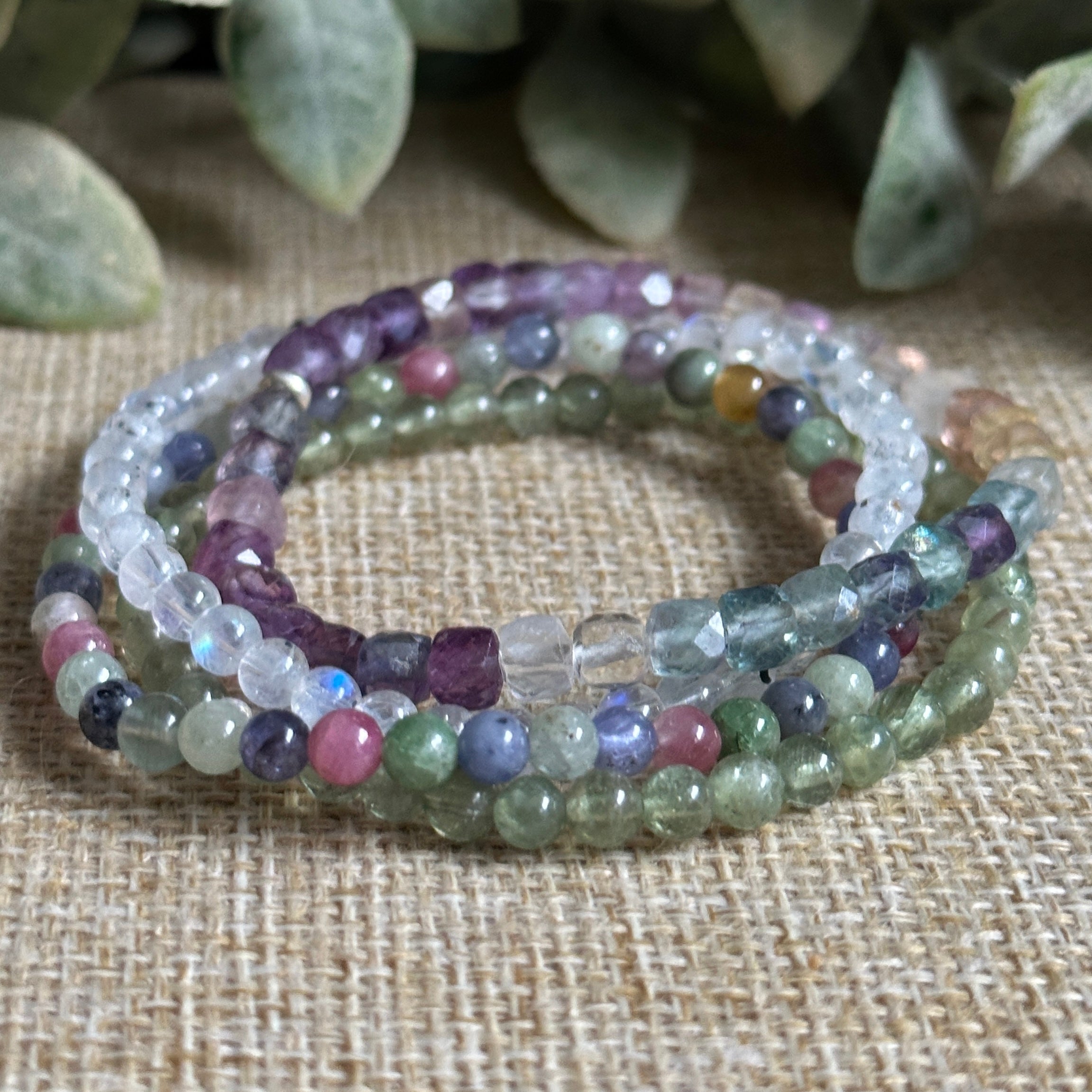 4mm Dainty Gemstone & Crystal Bracelets. Hand made in the USA
