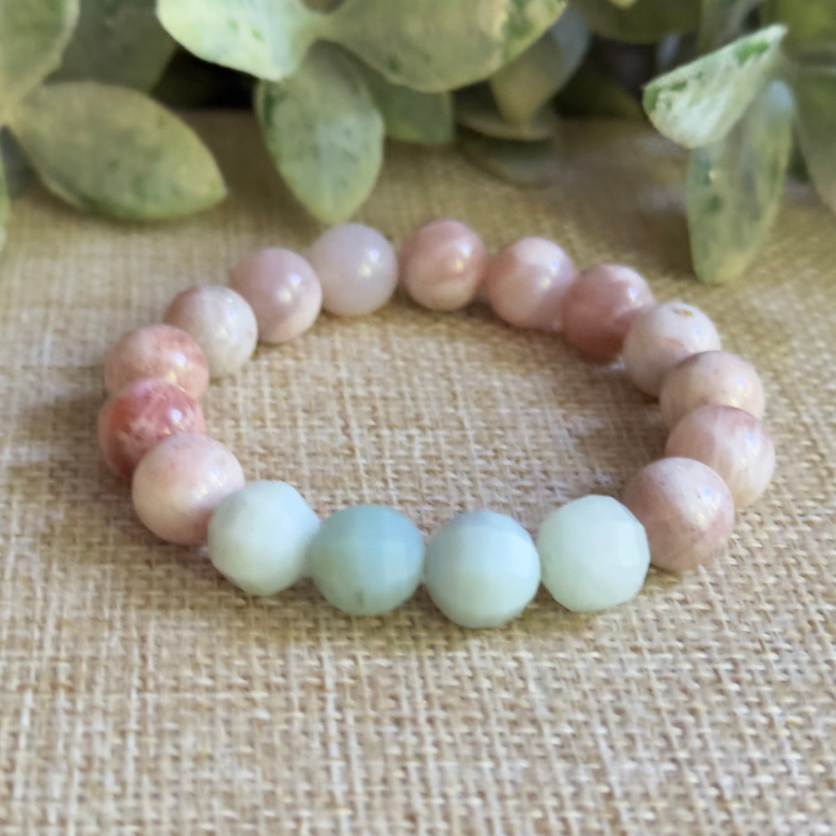 Amazonite and Sunstone Chunky Bracelet