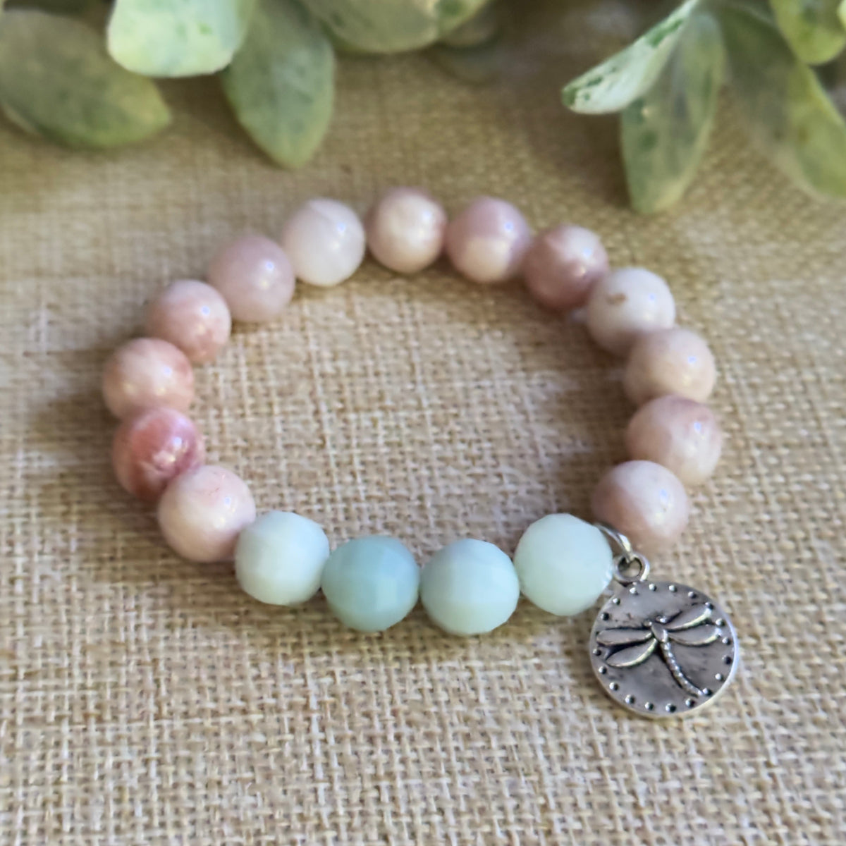 Amazonite and Sunstone Charm Bracelet
