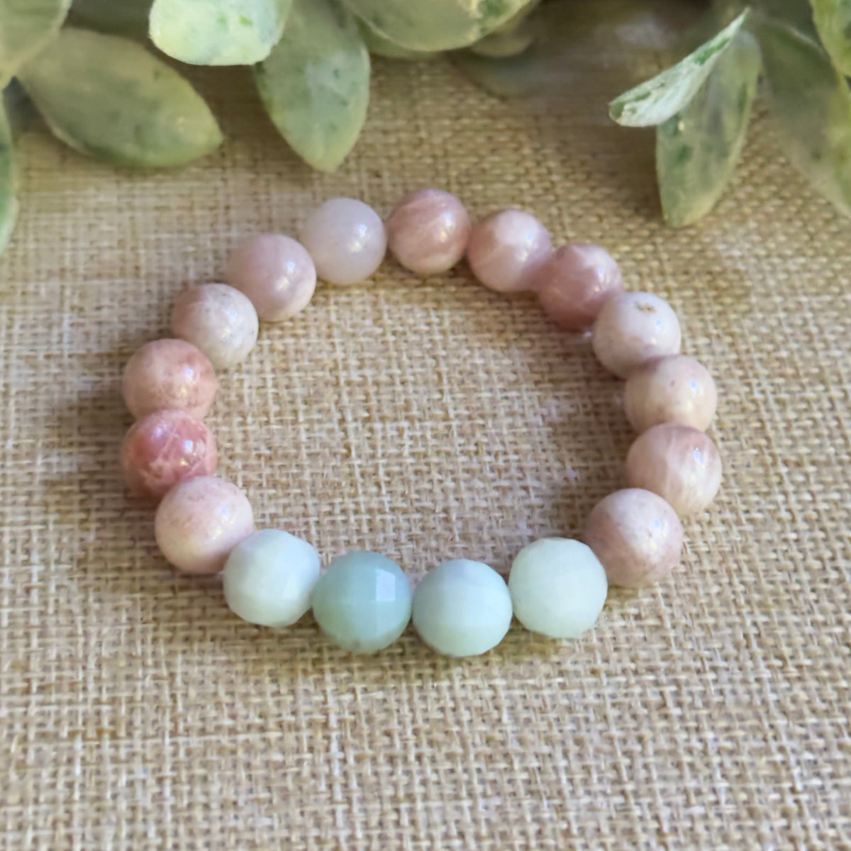Amazonite and Sunstone Statement Bracelet