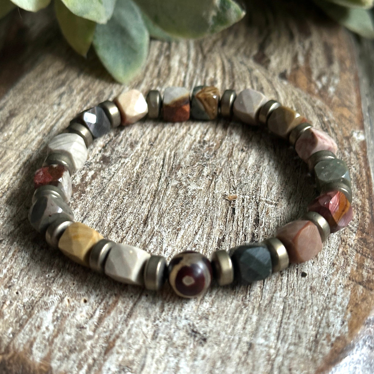 Circle of Courage Gemstone Bracelet featuring Polychrome Jasper and Hematite Beads