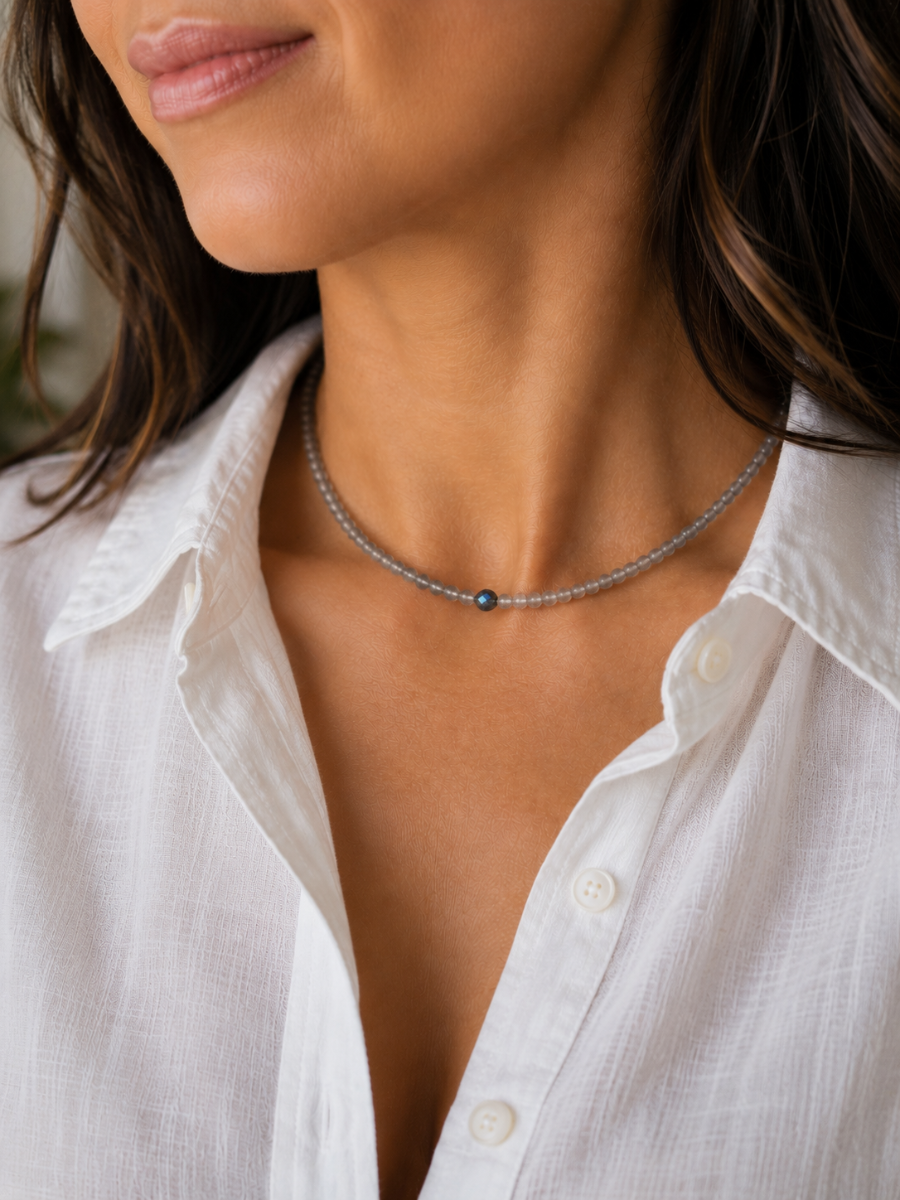 Labradorite and Aura Quartz Necklace