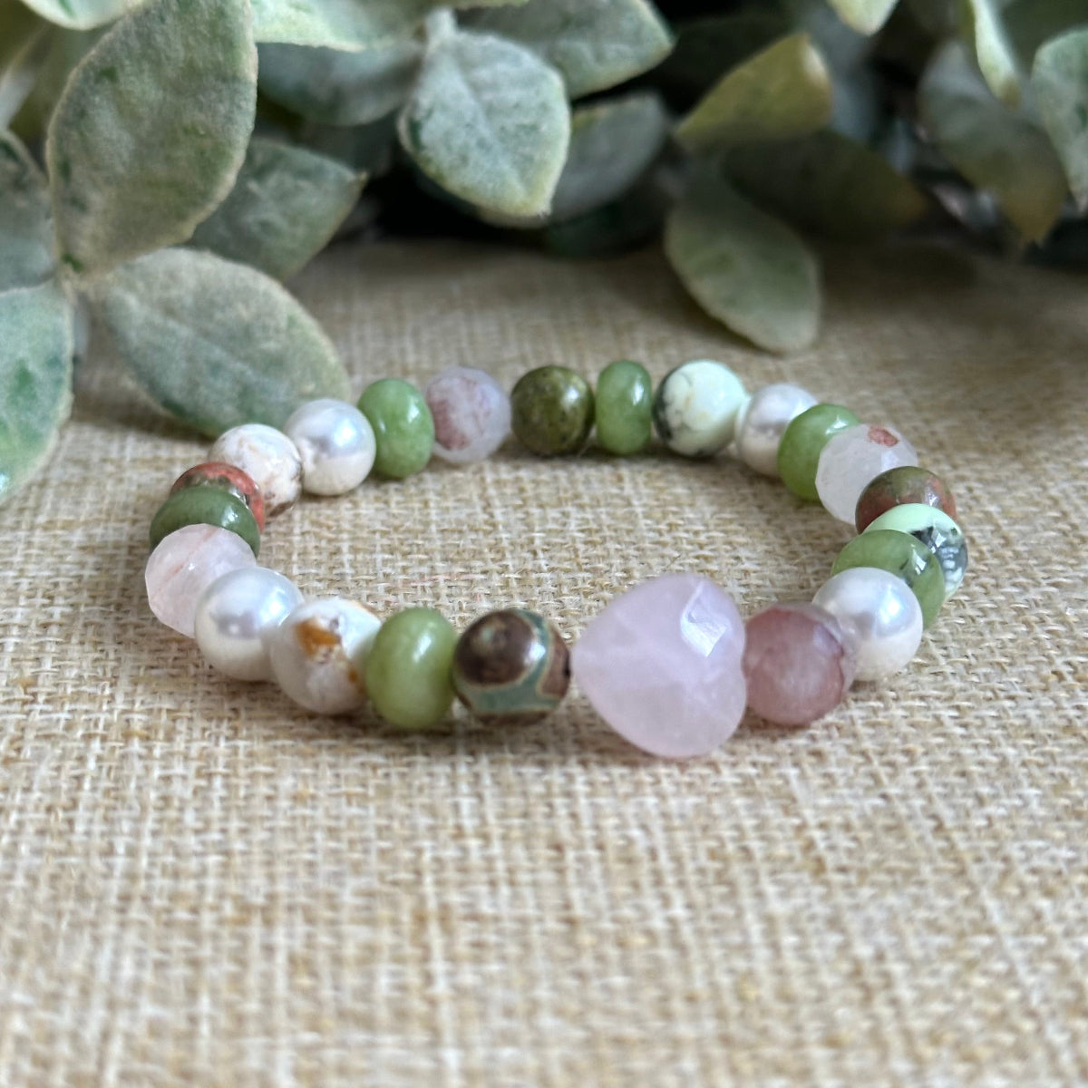 Pregnancy and Fertility Energy Bracelet for Expecting Mothers with Hematoid Quartz and Pearl