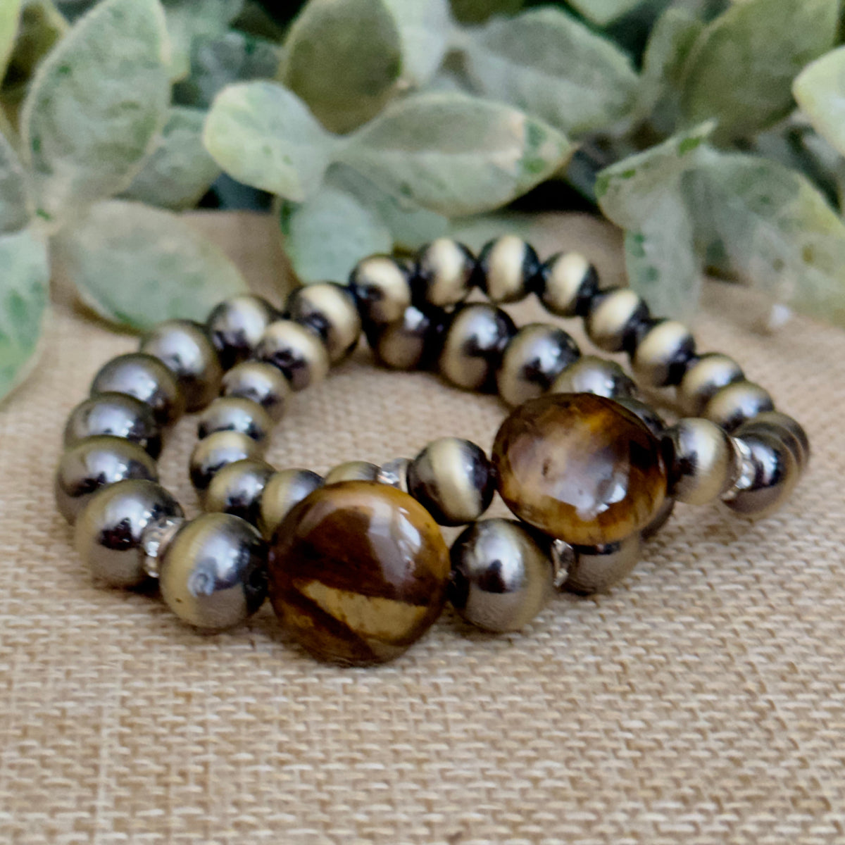 Navajo Pearl  Pyrite Tiger Eye Bracelet