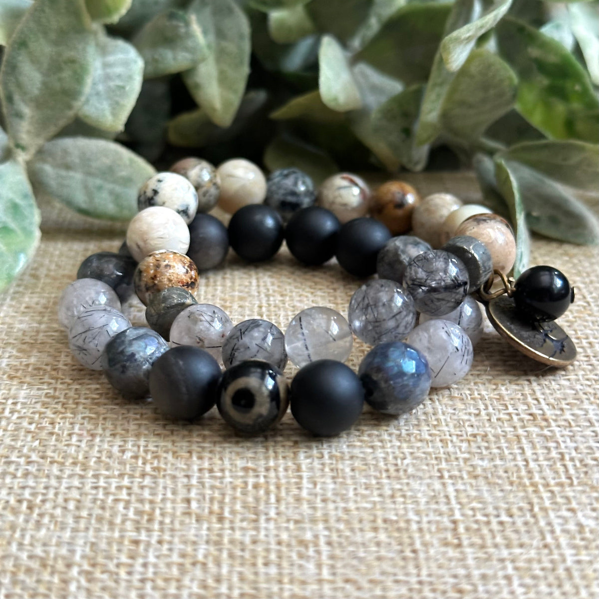 Big Beads Crystal Men's Bracelets. Handmade crystal Bracelets