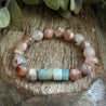 Amazonite And Sakura Agate Beaded Bracelet 