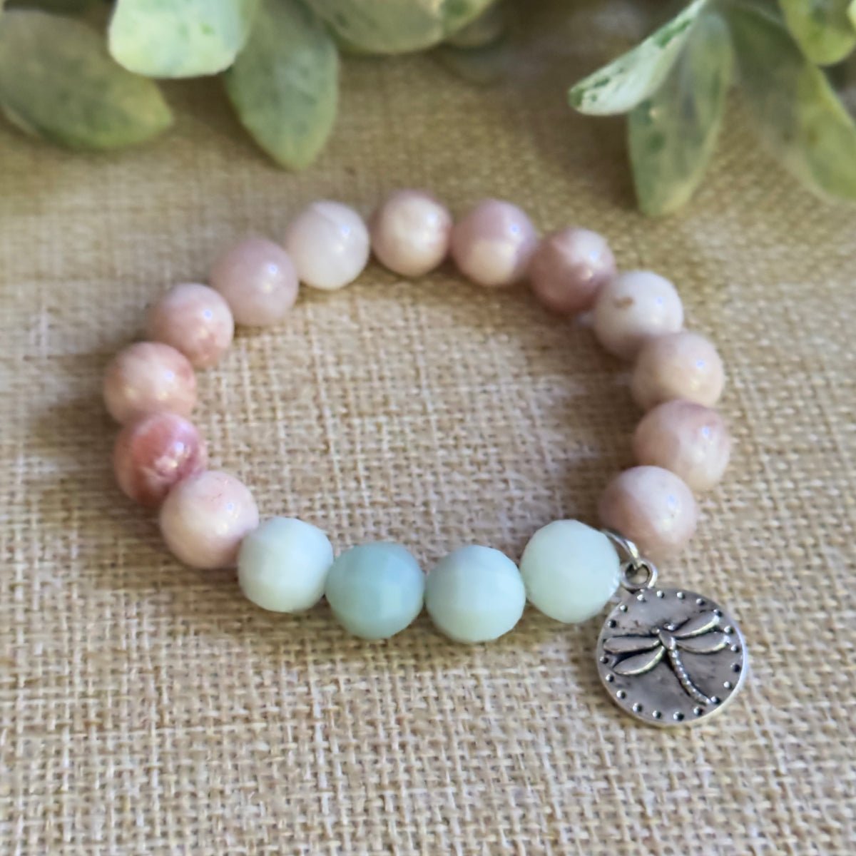 Amazonite and Sunstone Charm Bracelet