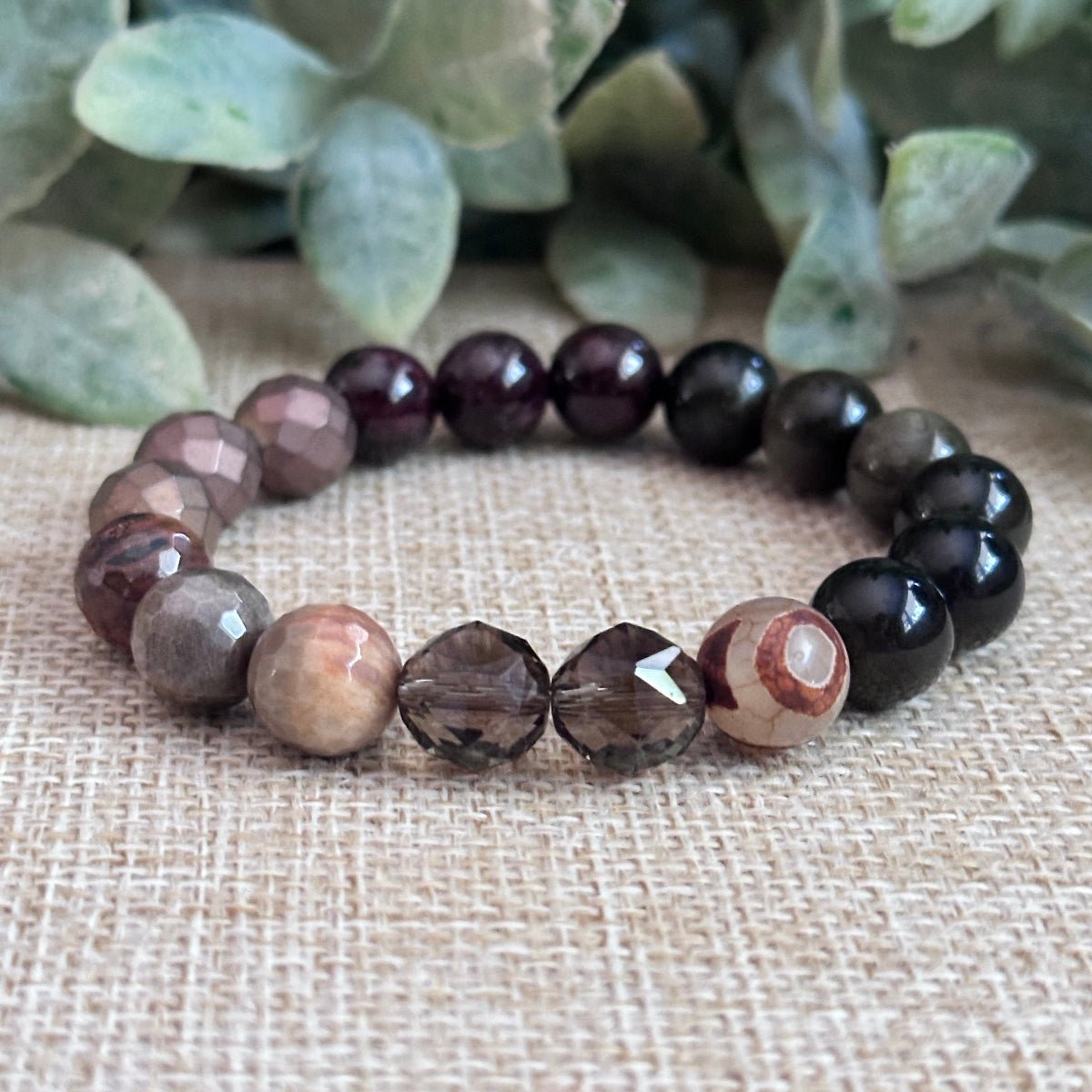 Chunky Root Chakra and Evil Eye Bracelet