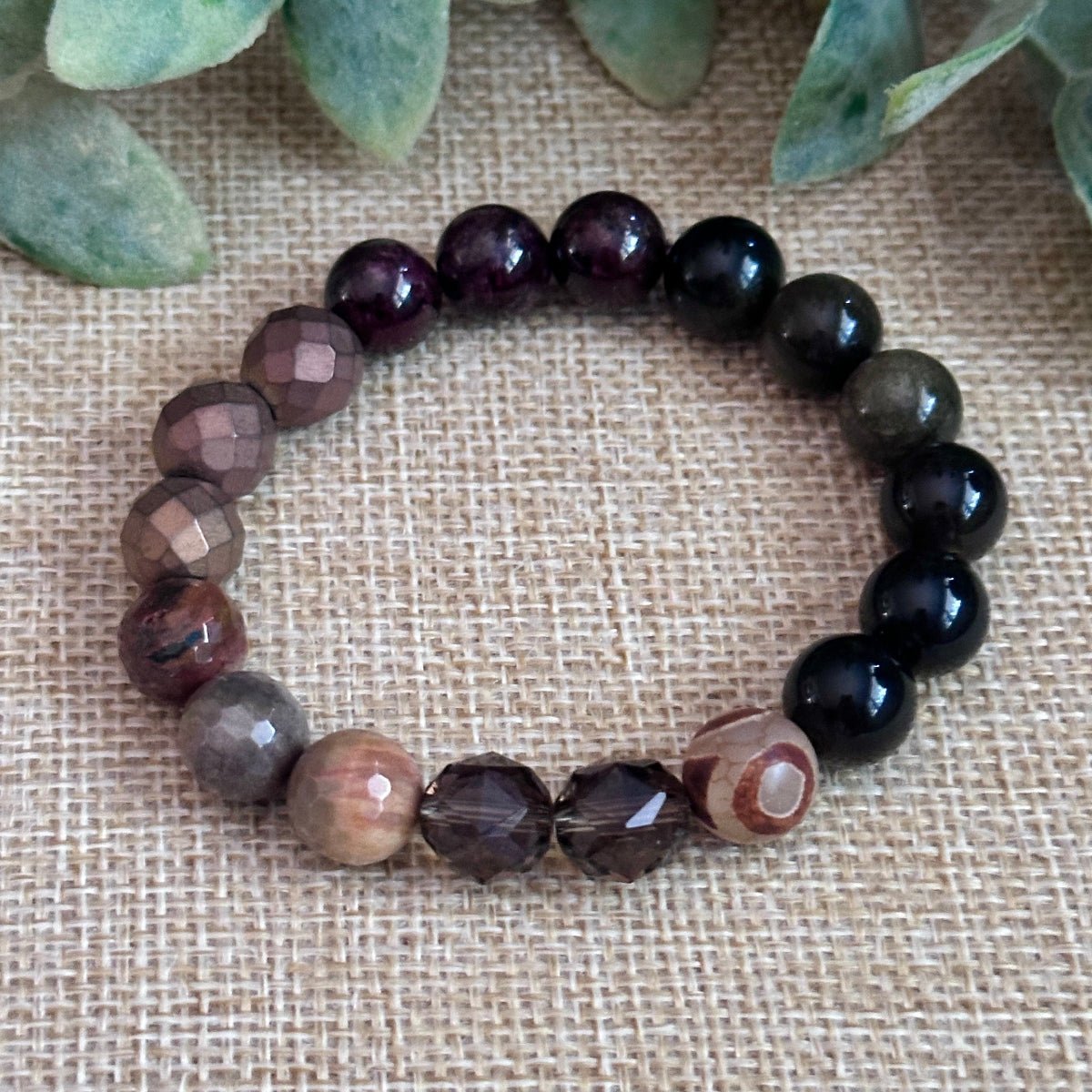 Root Chakra Gemstone Evil Eye Bracelet