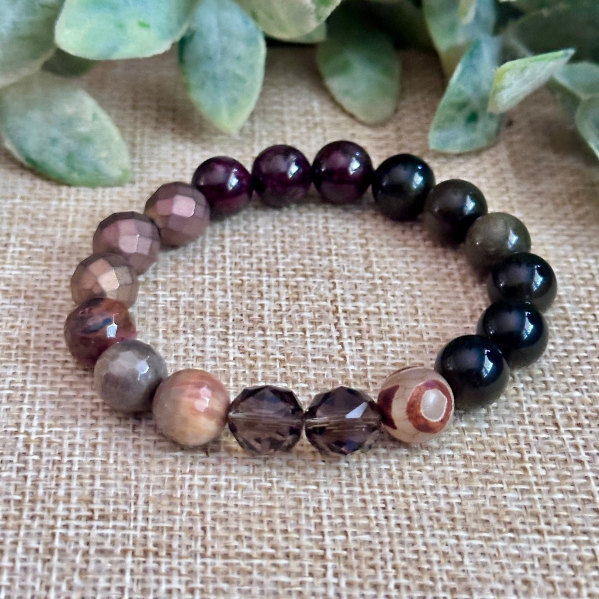 Root Chakra Grounding Crystal Bracelet with Evil EYe