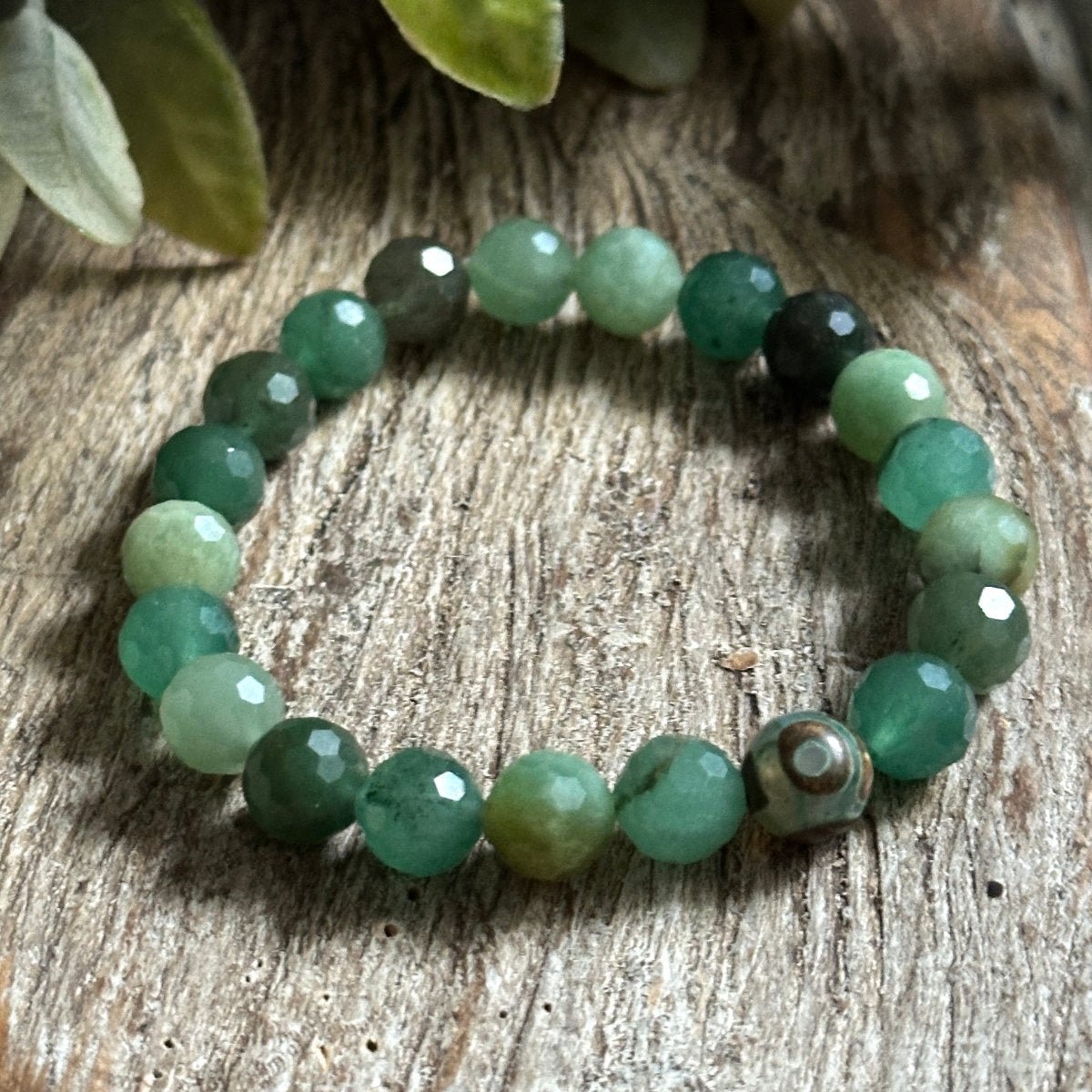 Aventurine Gemstone Bracelet wit hEvil Eye