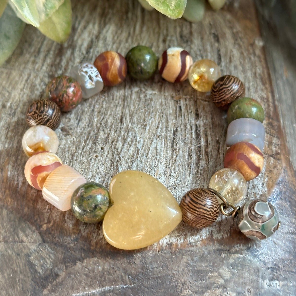 Citrine And Robles Wood Aromatherapy Bracelet