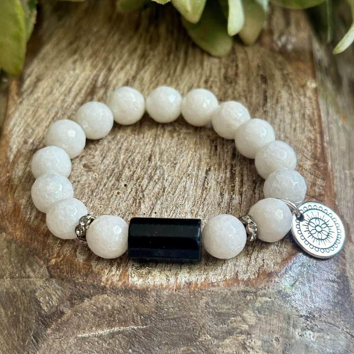 Black Tourmaline and Moonstone Bracelet