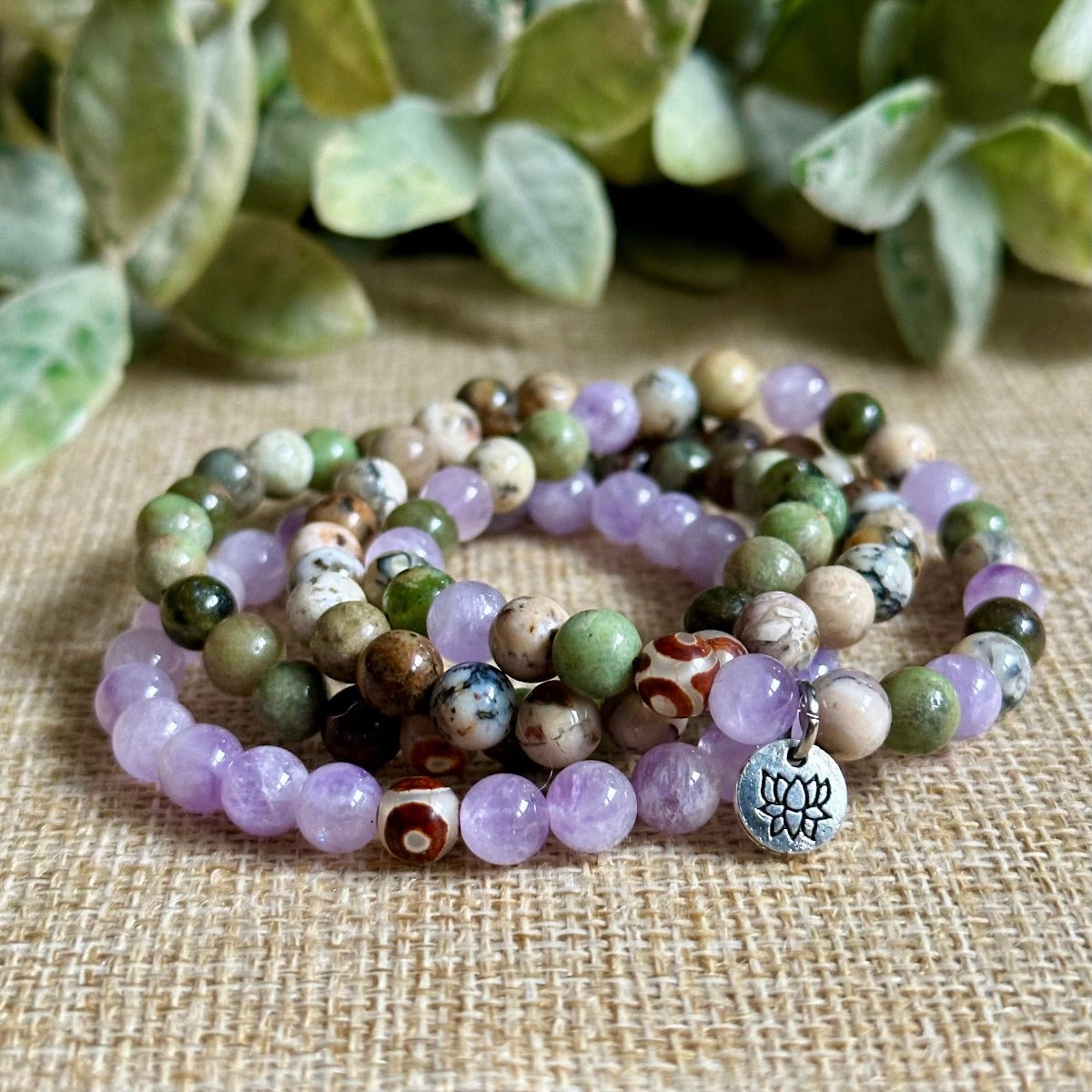 Amethyst, Opal, Chrysoprase Stacking gemstone bracelets