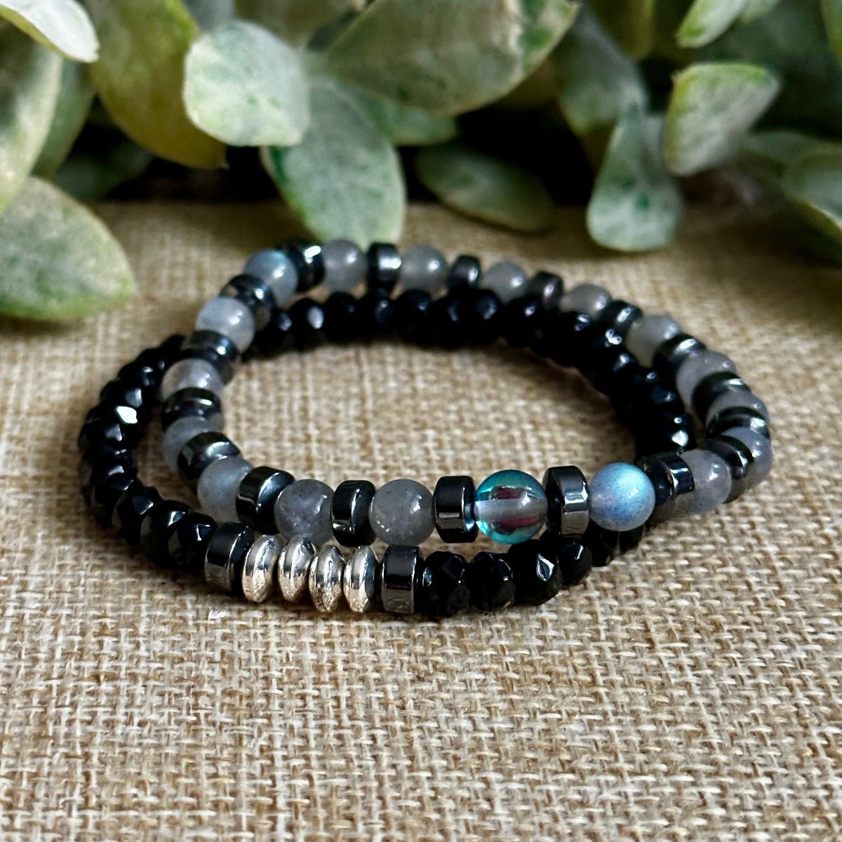 6mm bracelet representing the harmony of shadow and light