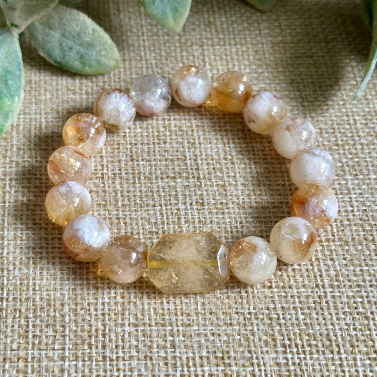 Citrine Crystals Chunky Gemstone Natural Bracelet. Solar Plexus Chakra Bracelet