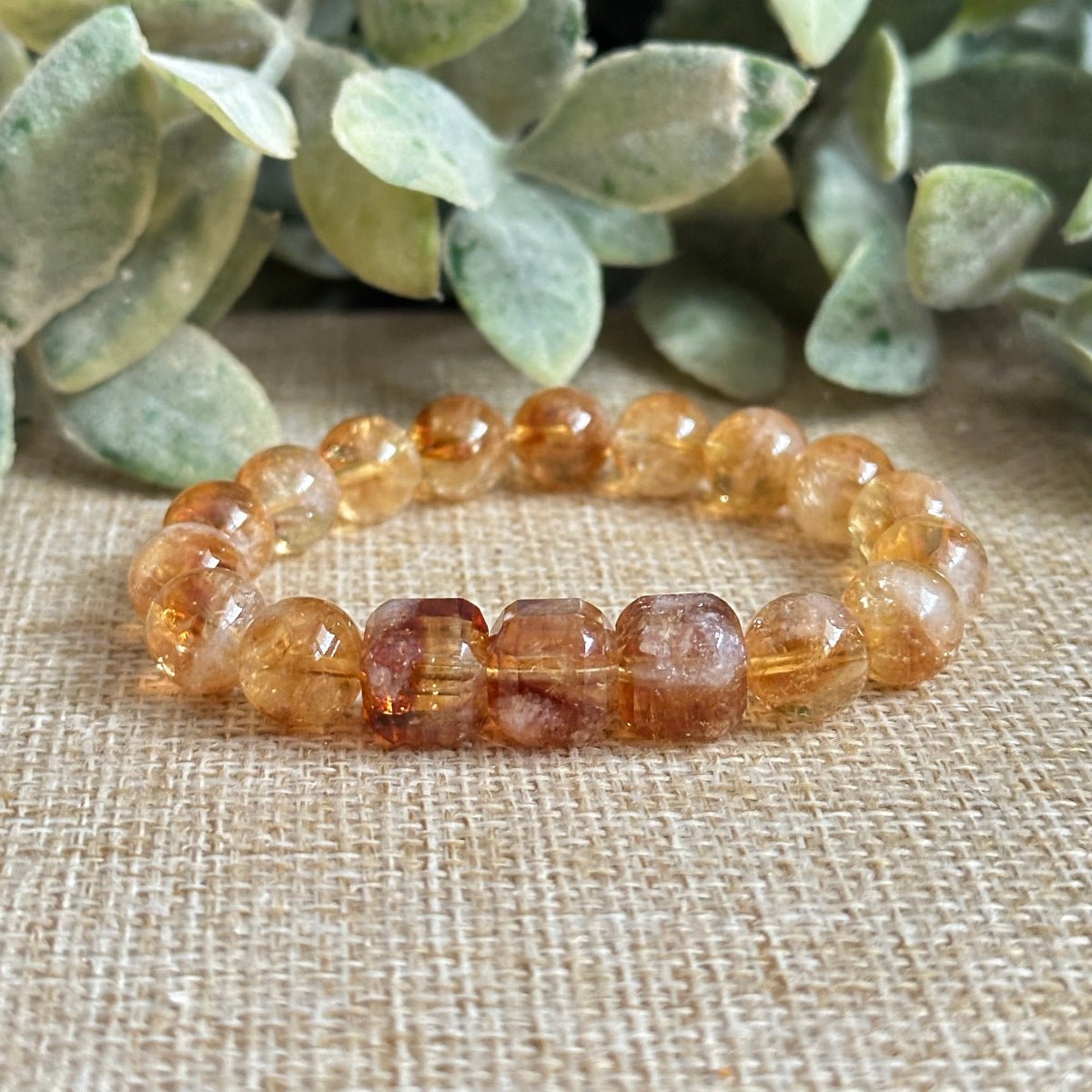 All Citrine Bracelet with golden yellow crystals symbolizing abundance, confidence, and joy;