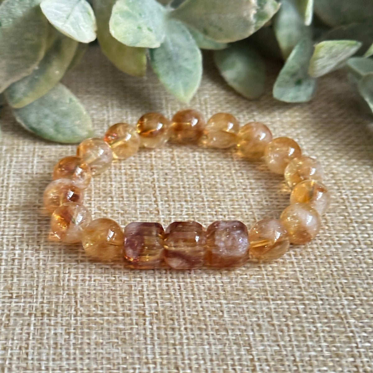 natural citrine gemstone bracelet glowing with sunlight energy and optimism