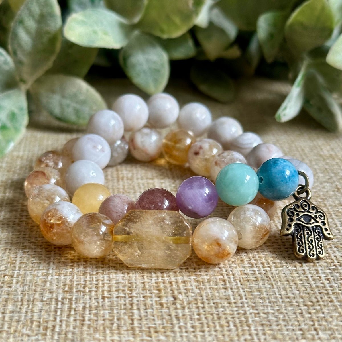 Citrine Crystals Chunky Gemstone Natural Bracelet. Solar Plexus Chakra Bracelet