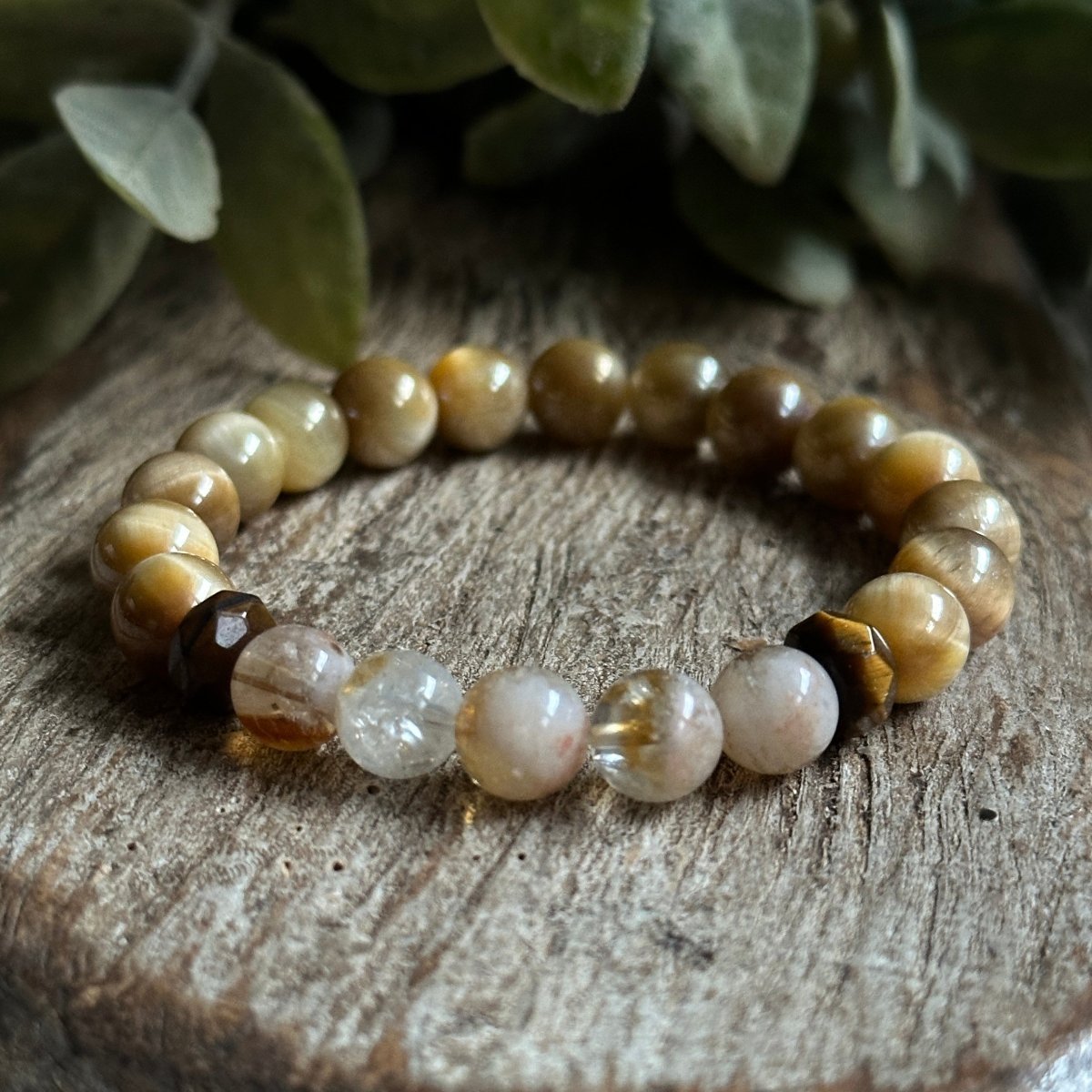 Citrine and Tigers Eye Beaded Gemstone Bracelet