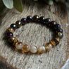 Citrine and Tigers Eye Beaded Gemstone Bracelet