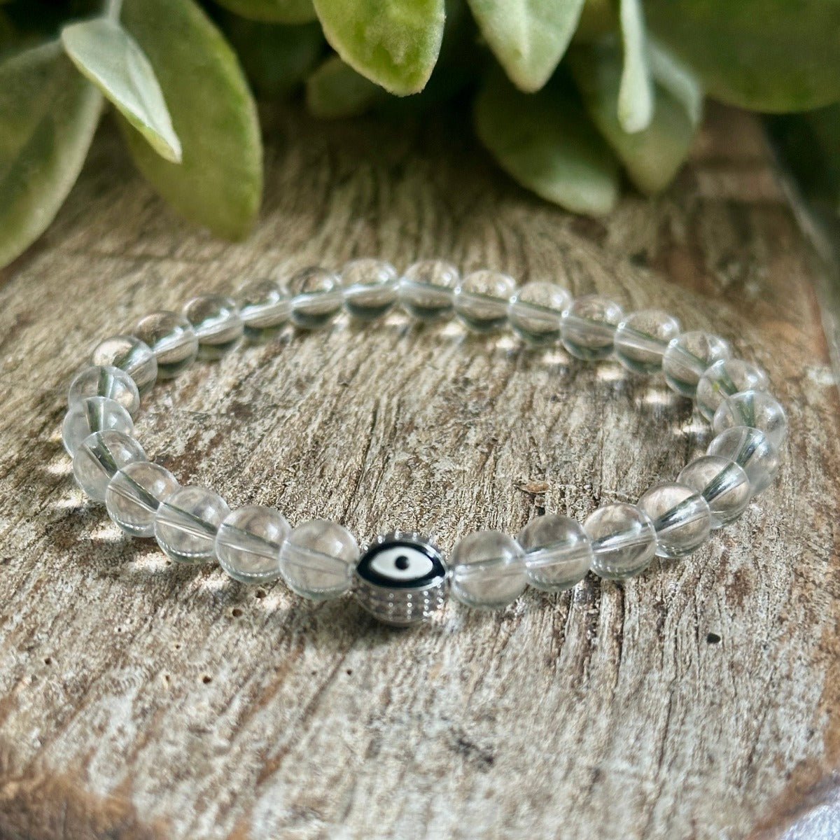 Crystal Quartz & Evil Eye Pave Bracelet