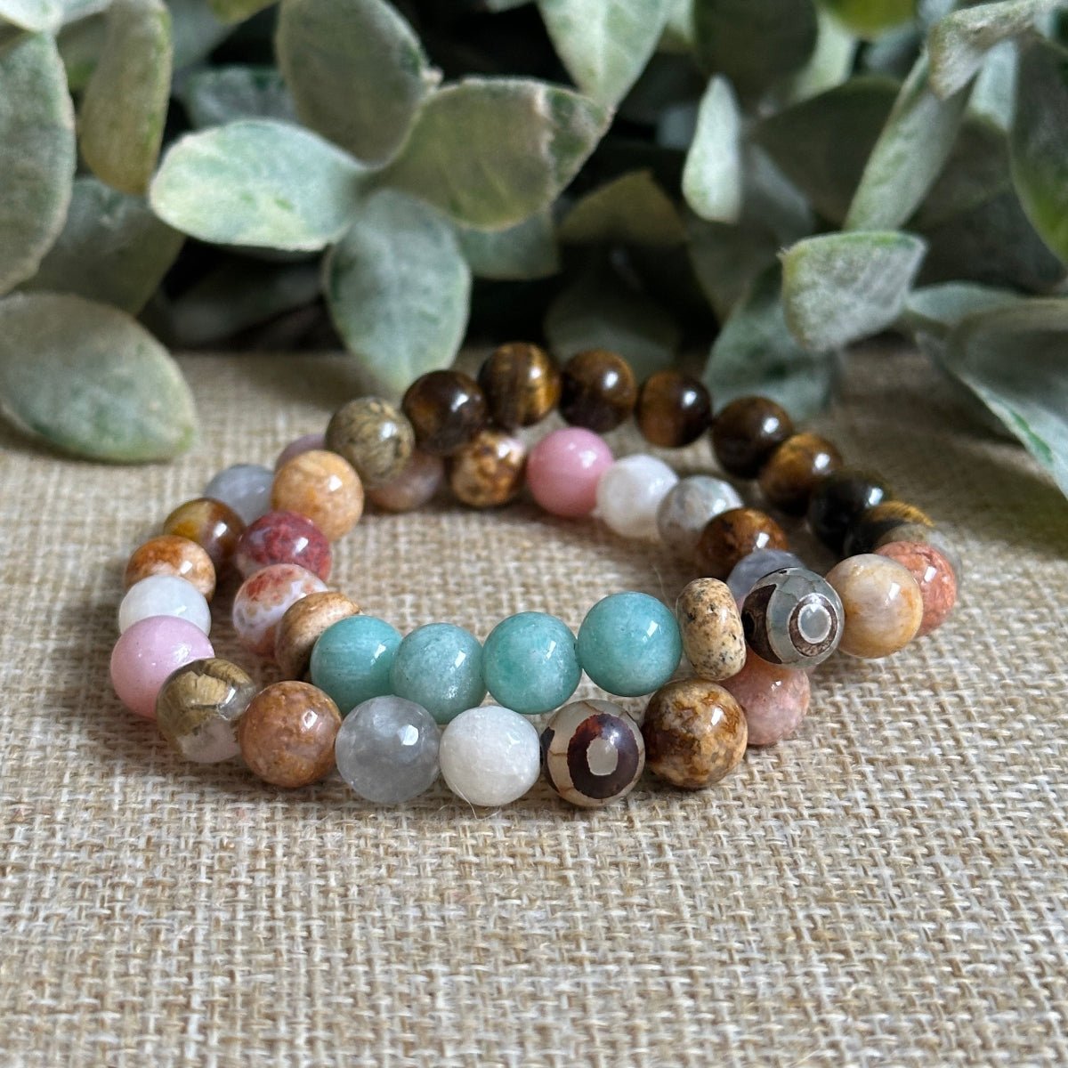 Stacking Crystal Bracelets for Calmness, Heartbreak, Overwhelm, Heart healing. For Men and women 