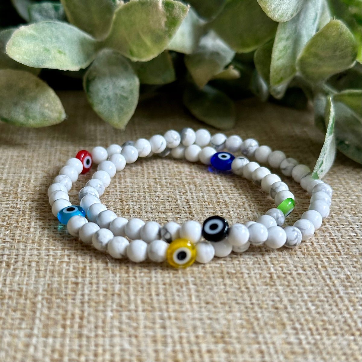 Do Not Disturb Bracelet | Howlite Evil Eye Bracelet for Calmness & Protection Stacking Bracelet