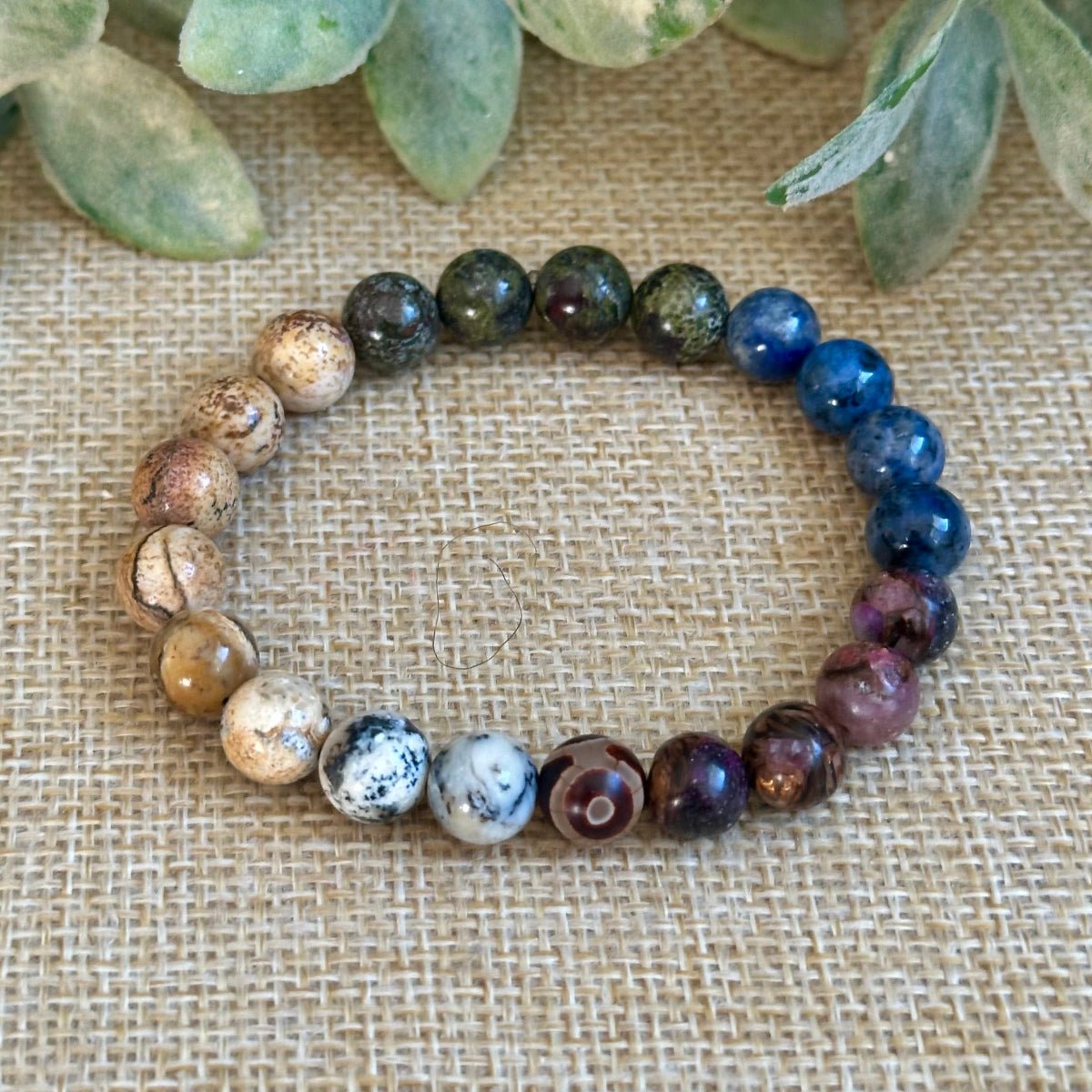 chakra balance bracelet natural gemstones, grounding protection crystal bracelet,