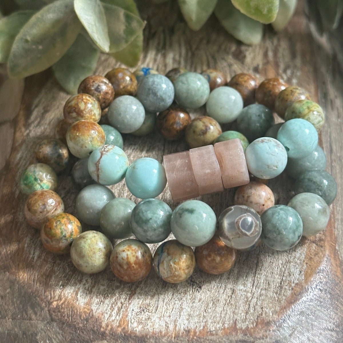 Boho Natural Gemstone Bracelet for Affirmations, Yoga, Meditation