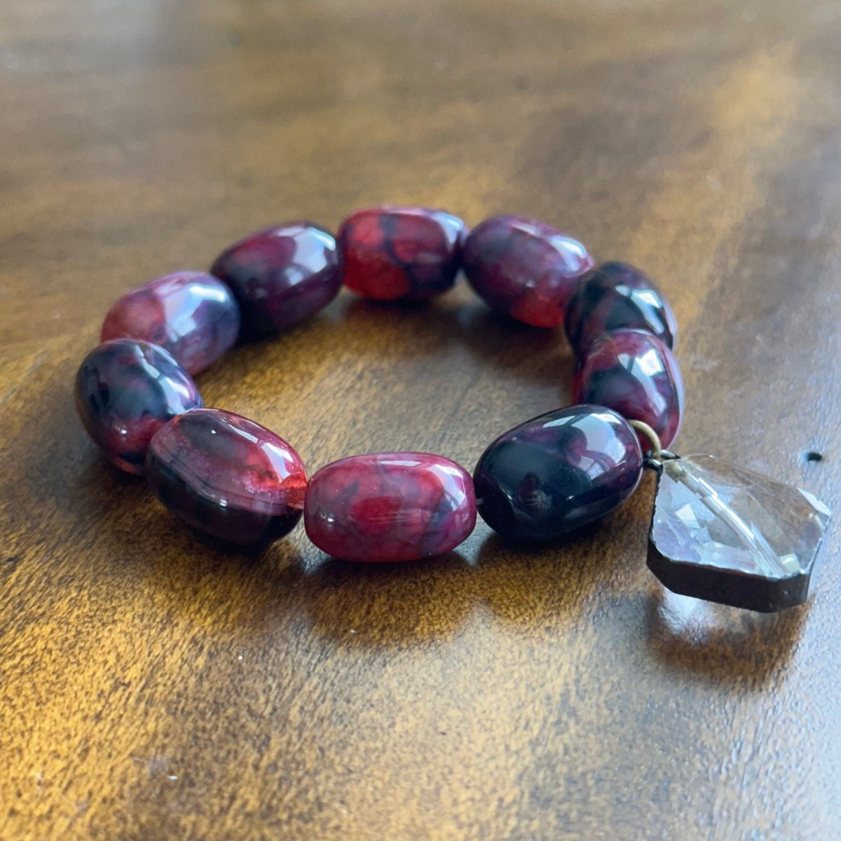 12mm agate bracelet catching light on wrist