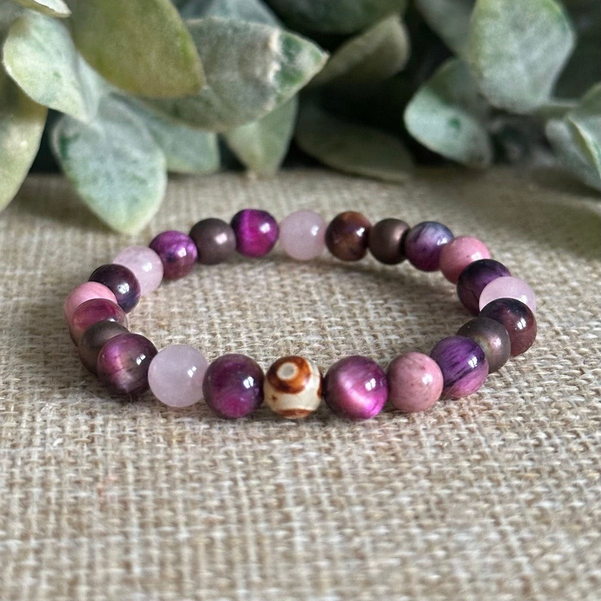 girl power bracelet for kids with pink gemstones, crystals