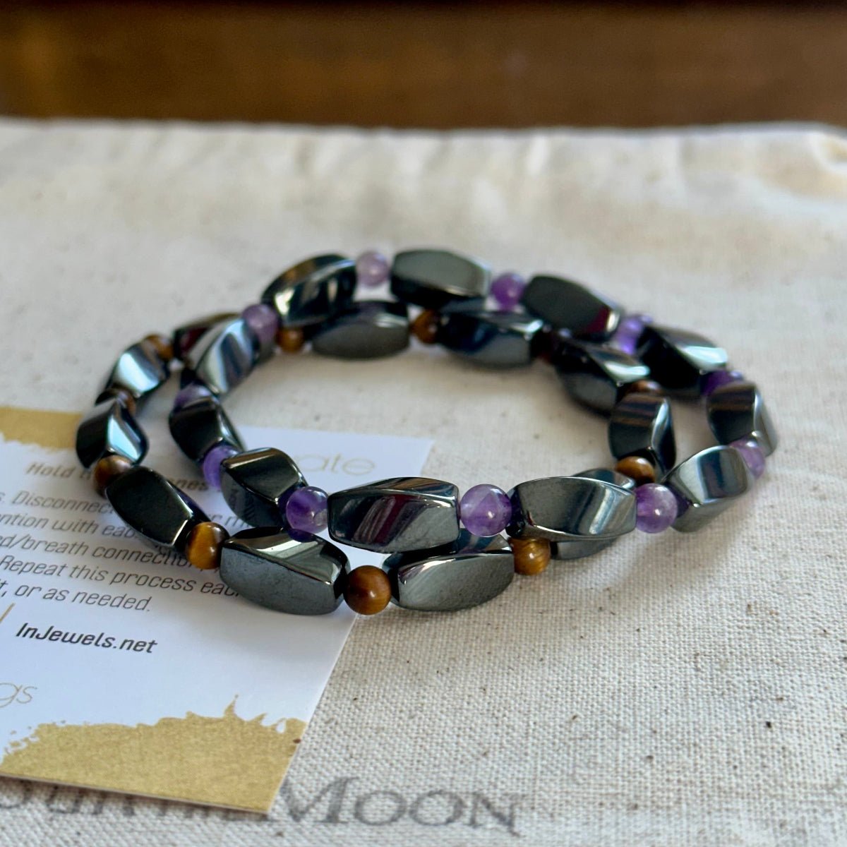 hematite grounding protection bracelet. Men's Crystal Bracelet