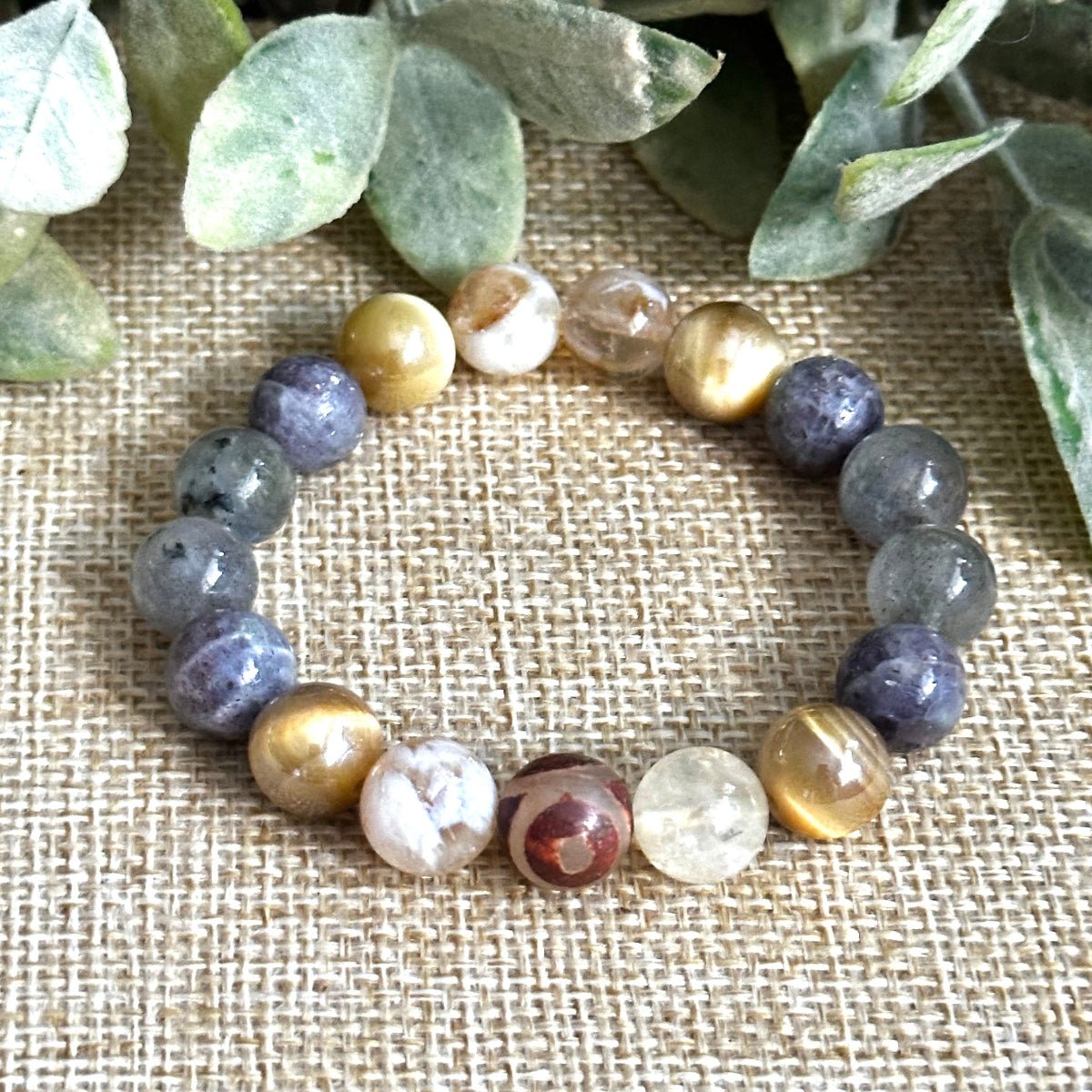 Golden Opportunities crystal bracelet with optional DZI Agate