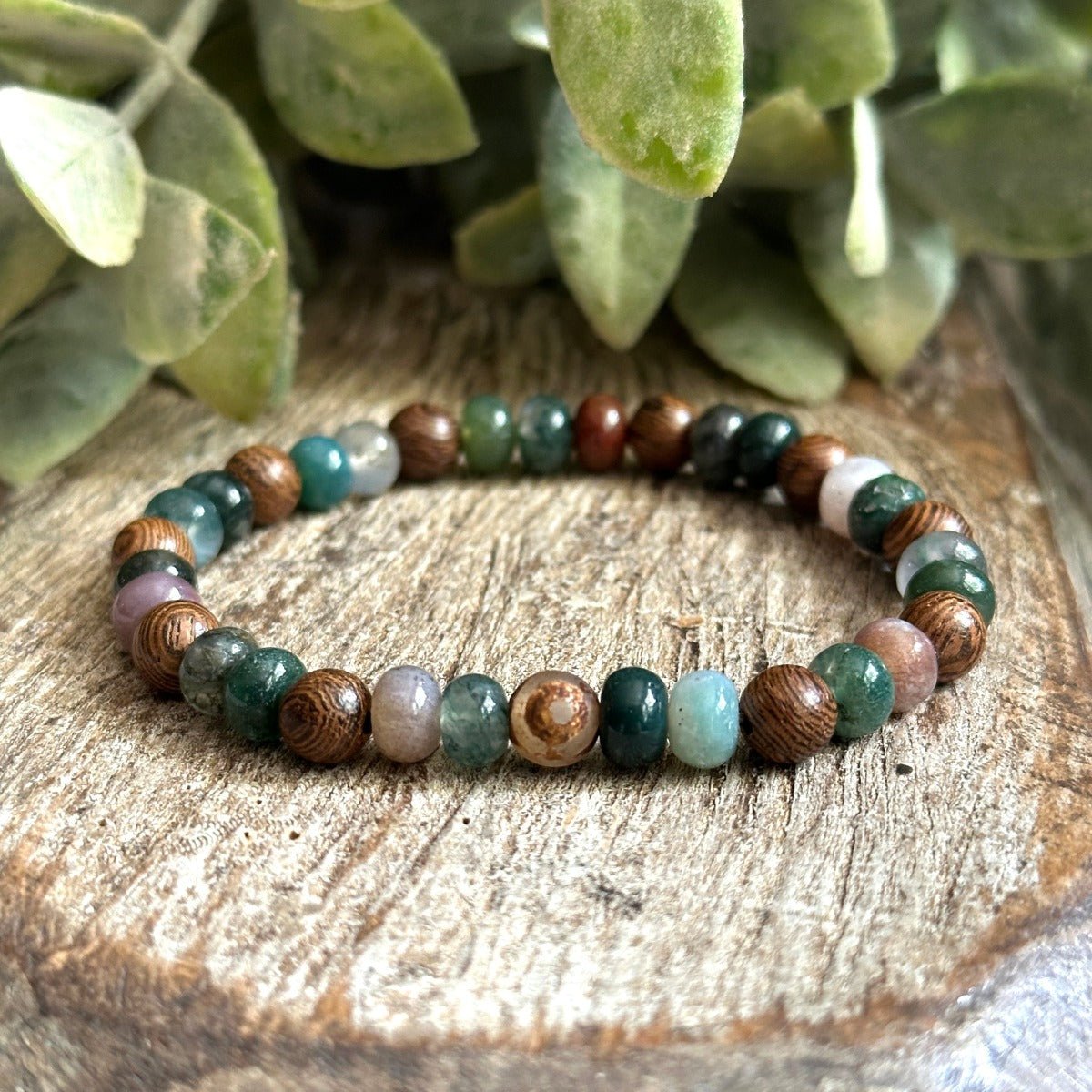 Indian Agate And Robles Wood Bracelet