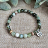 serpentine jade chrysoprase picture jasper lotus charm bracelet