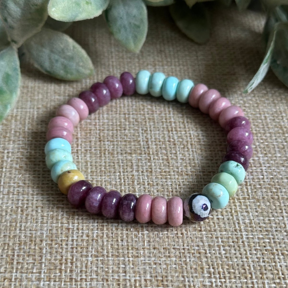 colorful crystal bracelet for joy and positive energy with optional dzi agate