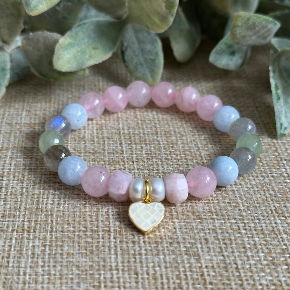 healthy pregnancy support bracelet gift for expecting mother with mother of pearl heart charm