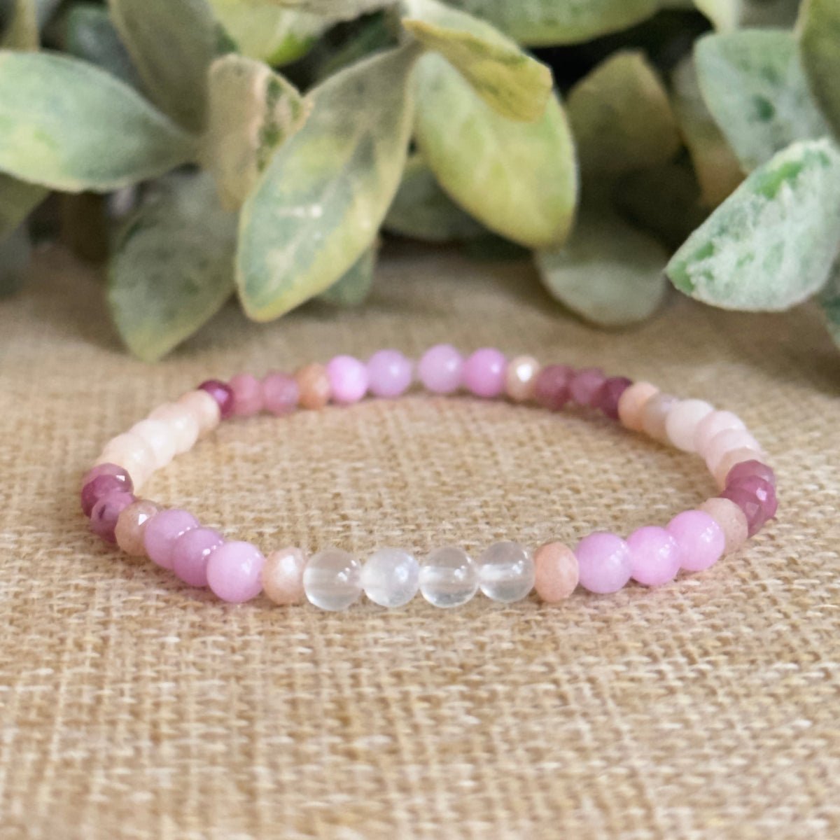 Love and Light Dainty Gemstone Tiny Bracelet. Heart Chakra