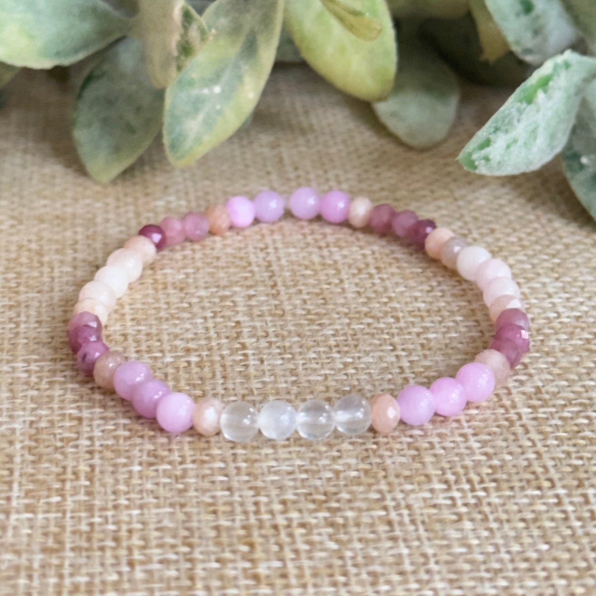 Heart Self Love Dainty Crystal Bracelet, Love Bracelet, Heart Chakra Bracelet