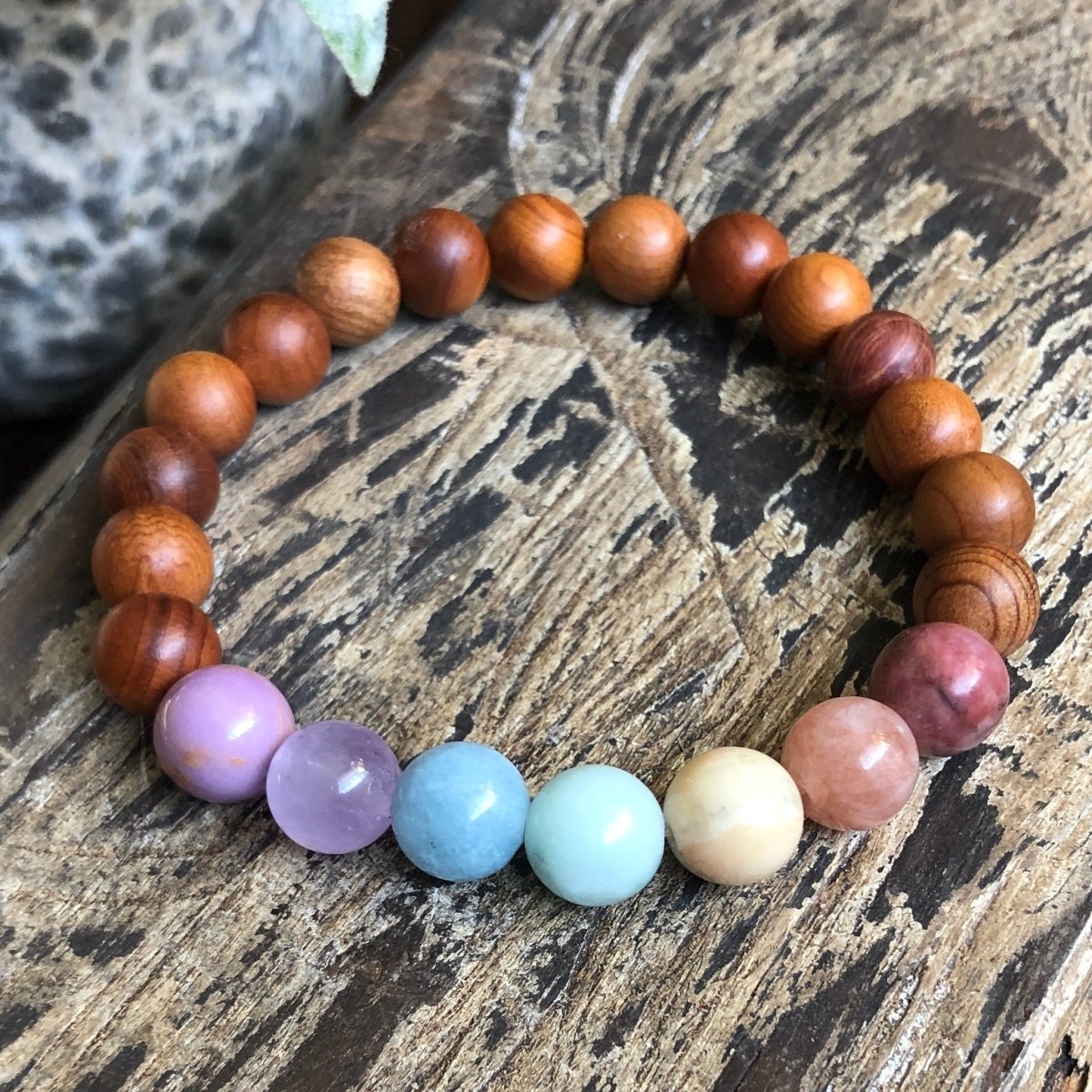 Seven Chakras Rosewood Bracelet (4661518237789)