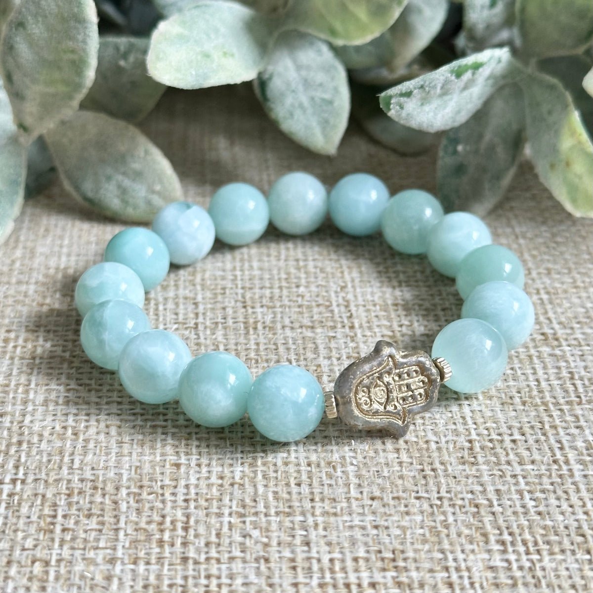 jadeite bracelet with hamsa protection symbol
chunky jadeite bracelet handmade gemstone jewelry