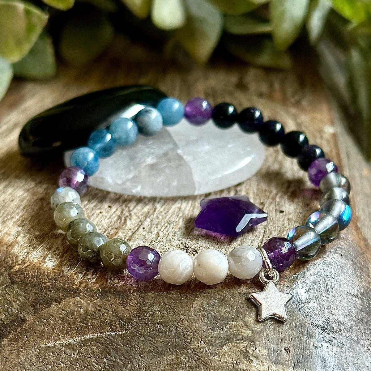 Unique gemstone bracelet inspired by the beauty of a starry night, handcrafted with TLC