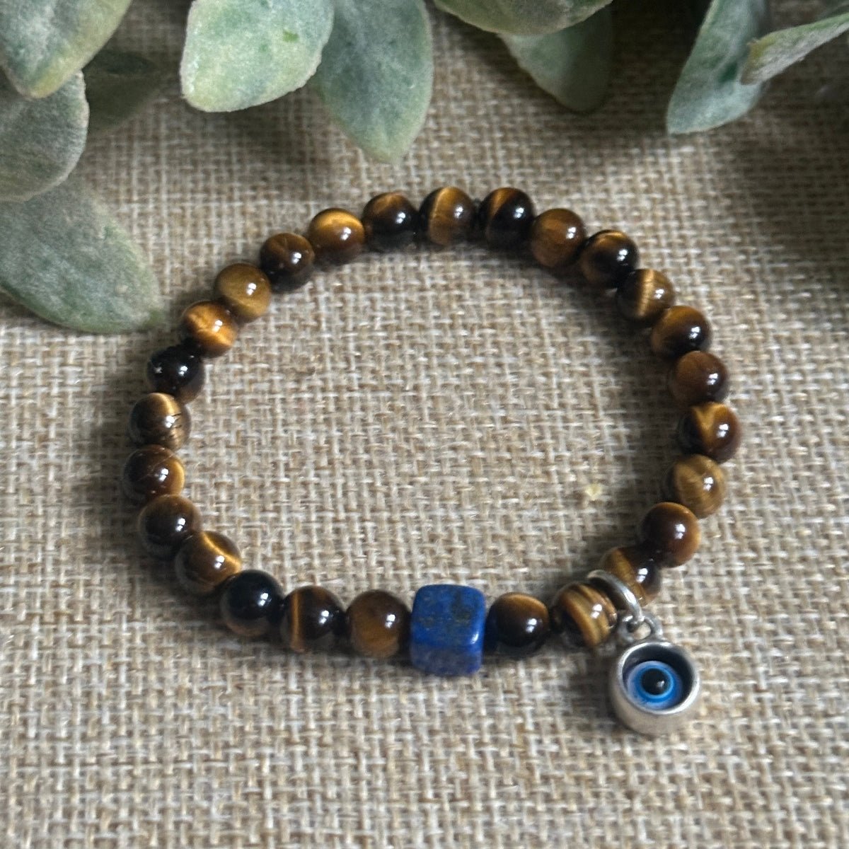 Protection Bracelet for Empaths with Silver Blue Evil Eye Charm