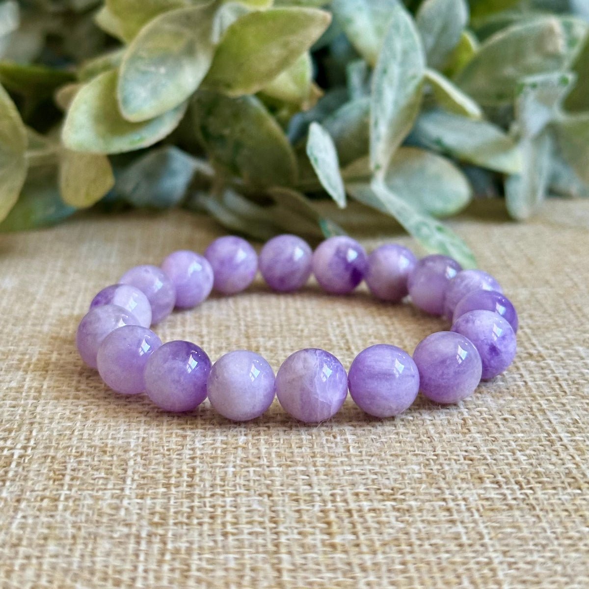Lavender Amethyst 10mm Large stone Beaded Bracelet