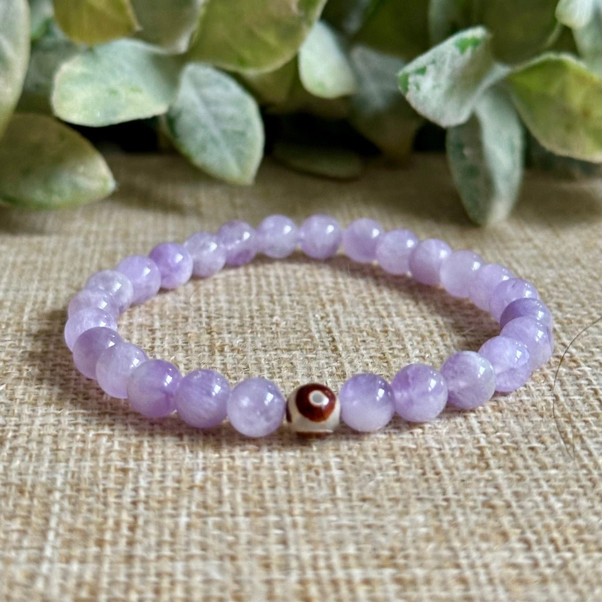 Lavender Amethyst gemstone bracelet for calm and protection